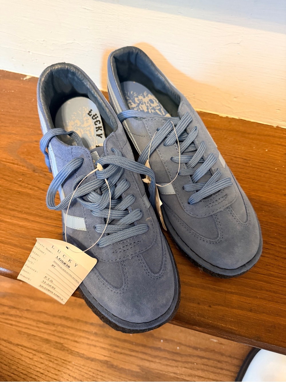 Lucky Brand Blue Suede Low-Top Sneakers - Picture 2 of 5